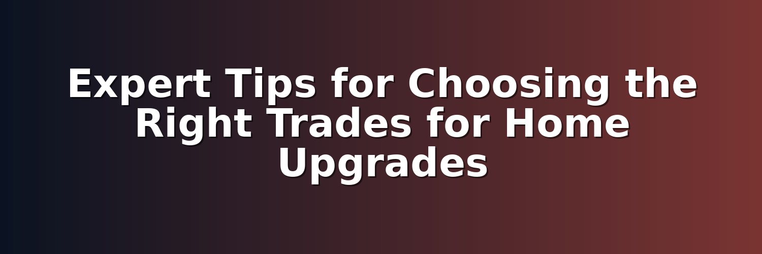Expert Tips for Choosing the Right Trades for Home Upgrades